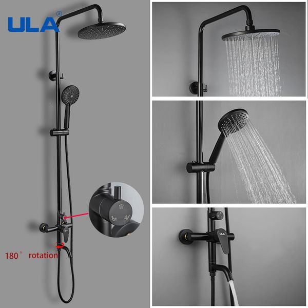 Pommeaux de douche de salle de bain ULA robinet mitigeur noir baignoire en acier inoxydable ensemble de tête de pluie système de pluie 230620