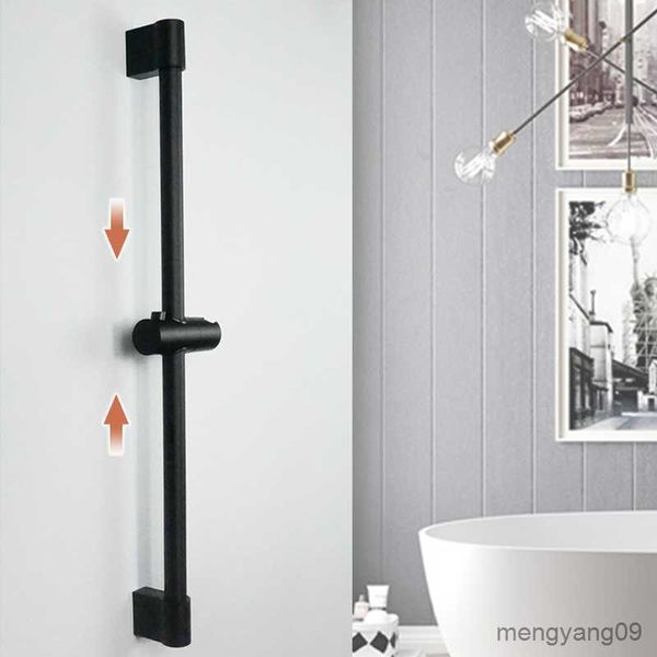 Pommeaux de douche de salle de bains Ensemble de douche à revêtement noir mural avec pommeau de douche à main Tuyau en acier inoxydable Support de douche réglable Barre coulissante R230804