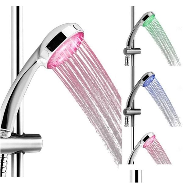 Cabezales de ducha de baño al por mayor- Mano 7 Color LED Luz romántica Baño de agua Inicio Cabeza Resplandor 06ORF Entrega de gota Grifos de jardín Sh Otmub