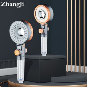 Cabezales de ducha de baño ZhangJi Cabezal único de doble cara 3 Jettings Filtración de ahorro de agua Pulverizador de boquilla ajustable de lluvia redonda 230419