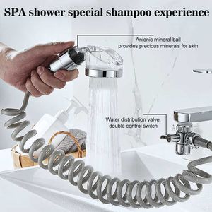 Pommeaux de douche de salle de bain ZhangJi SPA portable adaptateur de shampoing pour salon de coiffure pommeau de douche haute pression salon de coiffure bain d'économie d'eau avec boules filtrantes anioniques J230303