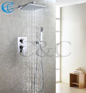 Ensemble de douche de salle de bain 10 pouces en laiton en laiton chromé Chrome Pays de douche avec boîte de douche en boîte embarquée Valve de douche 002V10J2G8052335