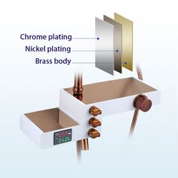 Ensemble de douche de salle de bain hunnise rose or thermostatique Système de douche en laiton robinet de baignoire