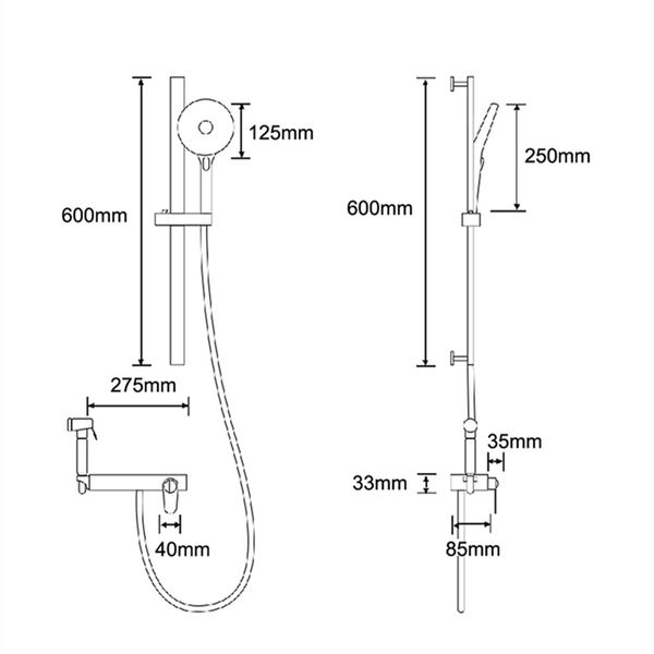 Ensemble de douche de salle de bain Pas de système de douche en aérosol haut ensemble minimal de type baignoire thermostatique robinet laiton douche de salle de bain gris