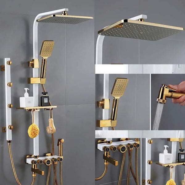 Ensemble de douche de salle de bain qualité Chrome Chrome Bathroom Mixer Fauet Pluasfall System Système de douche poitrine Douche à froids chauds