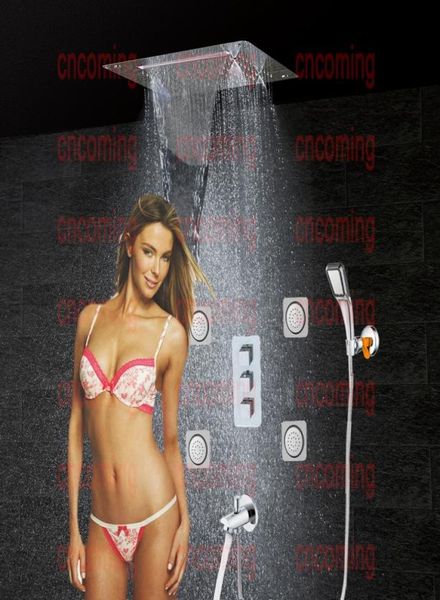 Ensemble de douche de salle de bain avec pie de douche de plafond LED SPOUT THELOSTATIQUE Cacheté Panneau de bain Produit de douche de salle de bain Pluie cascade Mist6614563