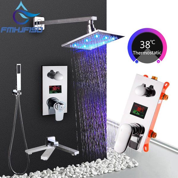 Juegos de ducha de baño Grifos de baño con pantalla digital de temperatura de 8 