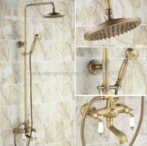 Juegos de ducha de baño Juego de lluvia de latón antiguo Grifo con mezclador de bañera Montaje en pared Krs003 Baño