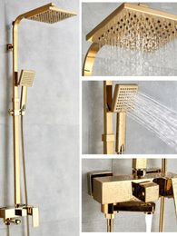 Ensembles de douche de salle de bains Robinets de baignoire Robinet mitigeur en laiton doré de luxe Kit de tête à main fixé au mur