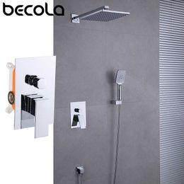 Badkamer douchesets Becola wandmontage badkamer regen waterval douchekranen set 2 manieren Klep Chrome/zwart/gouden douchesysteem badkuip douchebaan G230525
