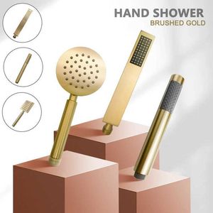 Badkamer douche sets geborsteld gouden handdouche hogedruk regendouche messing/roestvrijstalen badkamer met een vaste handgreep T2404222222