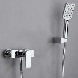 Ensembles de douche de salle de bains Ensemble de douche simple en laiton chromé Robinet mitigeur d'eau chaude et froide Robinet de douche Ascenseur Robinet de douche Ensemble de douche à main G230525