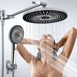 Badkamer douchesets luxe badkamer douchesysteem met 3 modi van boven douche zwarte badkamer douchemixer top spray t240422