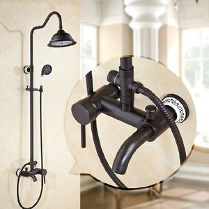 Ensemble de douche de salle de bain robinets robe de baignoire murale en laiton noir 8 