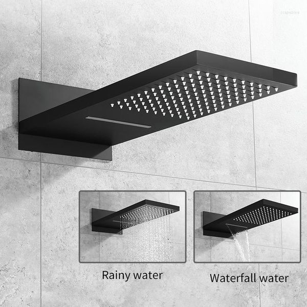 Ensembles de douche de salle de bain robinets noir mat montage mural ensemble de robinet pluie carré grande tête vanne de poche mitigeur de bain 877845