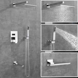 Ensembles de douche de salle de bain chaudes de douche de salle de bain froide de salle de bain multifonction sortie d'eau cachée installation moderne simple de robinet de douche en laiton simple t240422