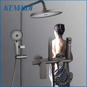 Conjuntos de ducha de baño KEMAIDI Conjunto de grifo de ducha de baño Pistola gris Cabezal de ducha de lluvia de 4 funciones Mezclador de baño de latón macizo Grifos de ducha de bidé G230525