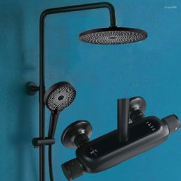 Ensembles de douche de salle de bains, ensemble de robinets thermostatiques de luxe noirs, robinet de baignoire à pluie, poignée multifonctionnelle de haute qualité