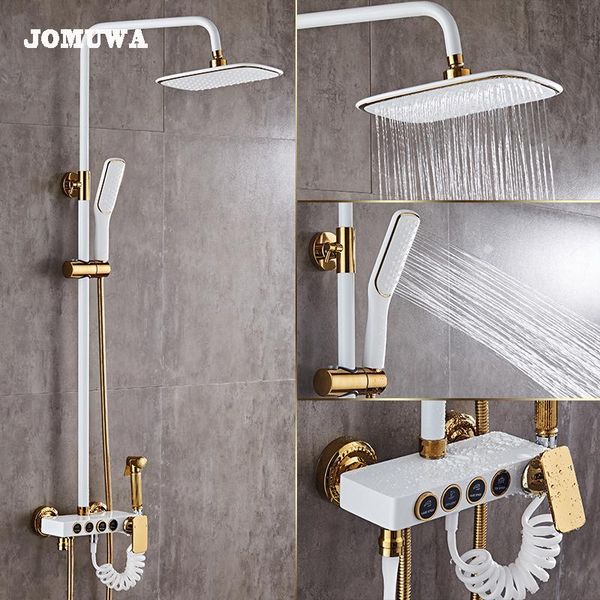 La douche de salle de bains place la baignoire de robinet de couleur d'or antique de luxe noir/blanc d'or