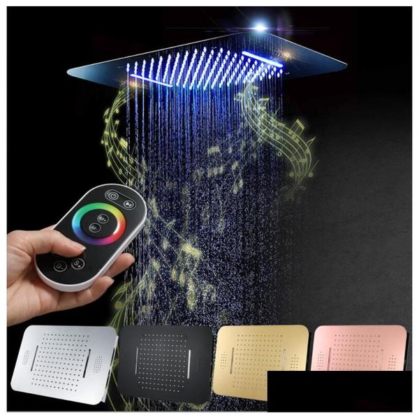 Conjuntos de ducha de baño M Boenn Sistemas de lluvia LED Cabezal Grifo Termostático Vae Baño Mezclador Grifo Incrustado Techo Conjunto Cromo Gota Entrega Dhuzr