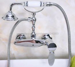 Badezimmer-Duschsets, poliertes Chrom, Wandmontage-Wasserhahn, Bad-Mischbatterie mit Handkopf Kna180Bathroom