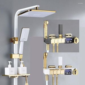 Bathroom Shower Sets White Digital Set Ly Product Piano Thermostatic Faucet System Cold Mixer