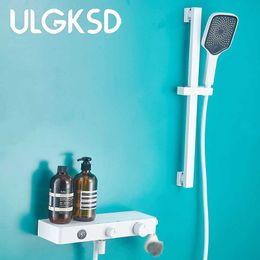 Ensembles de douche de salle de bain blanc simple élégant robinet de salle de bain LCD système de robinet de douche 2 voies robinet de salle de bain en laiton robinet de douche pour bain mitigeur simple G230525