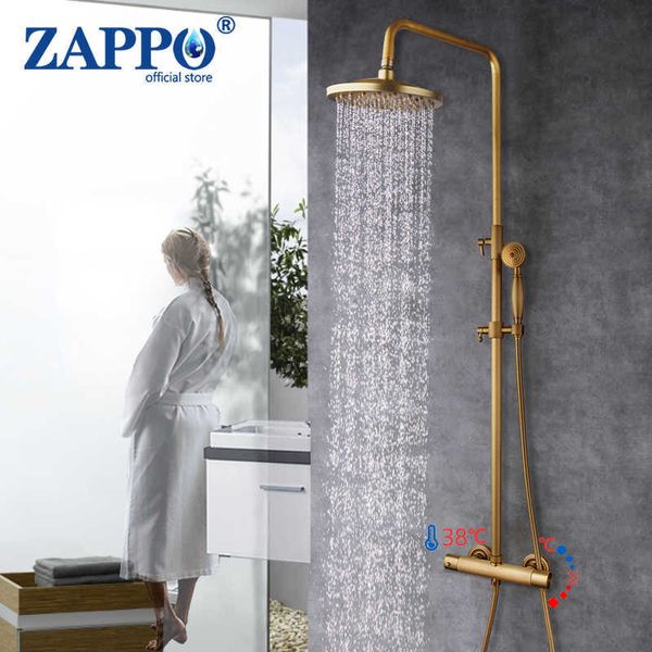 Conjuntos de ducha de baño Conjunto de grifo de ducha termostática ZAPPO Conjunto de ducha de lluvia de baño de latón antiguo Grifo de ducha de grúa Conjunto de ducha de grifo de baño G230525