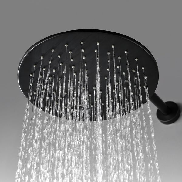 Sistema de ducha de baño Rinava de lluvia Juego de grifo de ducha negro Tap de lujo Matt caliente frío con desviador de latón alta presión