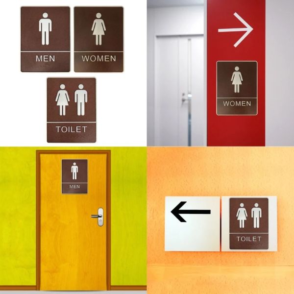 Panneau de salle de bain WC Signes d'entrée de toilette diy auto-adhésif autocollant mural hommes