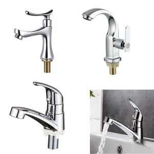 Robinet de lavabo de salle de bain robinet d'eau froide simple en argent Taps de salle de bain pont à manche mono-pont bassin de bac à emportement accessoire