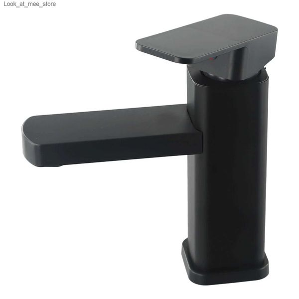 Robinets de lavabo de salle de bain 1 robinet de lavabo en acier plastique noir robinet mitigeur chaud et froid remplacement des fournitures de salle de bain et de cuisine Q240301