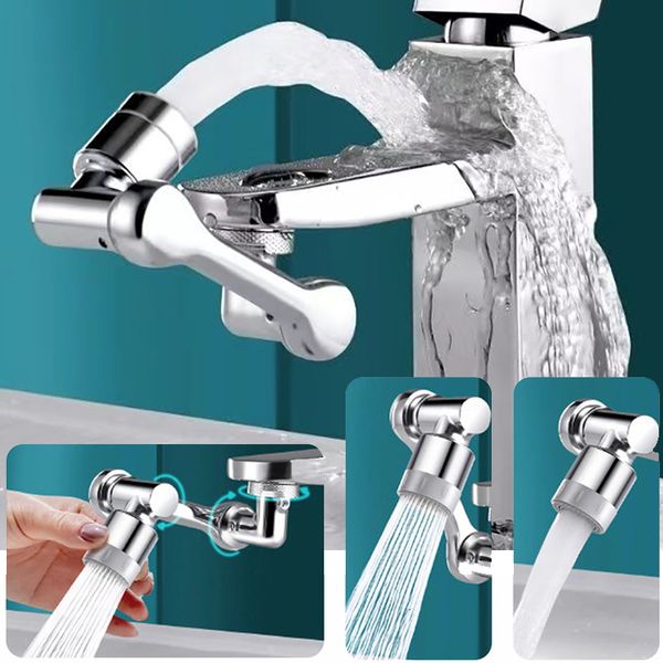 Robinets de lavabo de salle de bain 1080 ° Rallonge de robinet Filtre anti-éclaboussures Aérateur Pulvérisateur Fixation Cuisine flexible 2 modes Buse de robinet d'eau