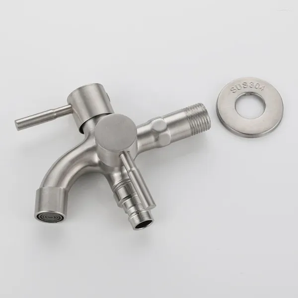 Grifos del fregadero del baño 1pc 304 Acero inoxidable Doble grifo Multifuncional Lavadora Lavadora Dedicada Uno en dos Salidas Doble agua