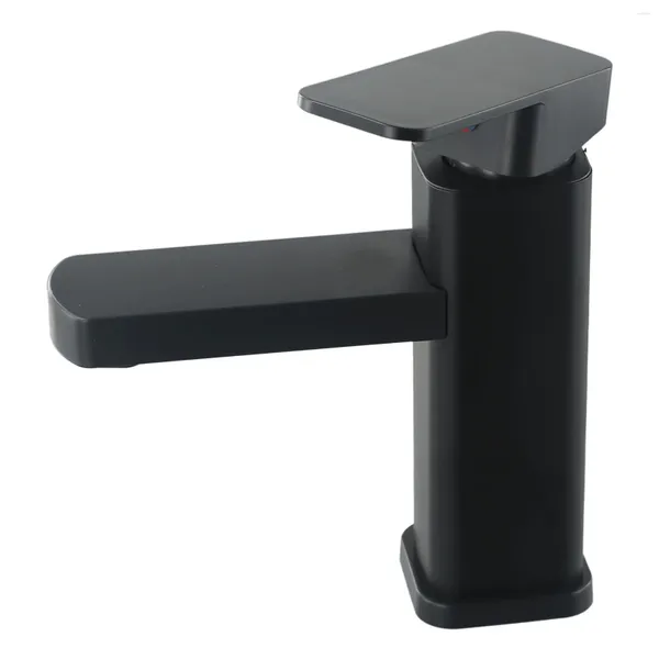 Grifos de lavabo de baño 1 unid Grifo de lavabo de acero de plástico negro y grifo mezclador de agua fría Suministros de reemplazo Cocina