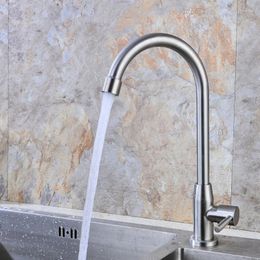 Robinets d'évier de salle de bains 1PC robinet de cuisine 304 purificateur d'eau en acier inoxydable simple levier froid trou matériel de robinet pour
