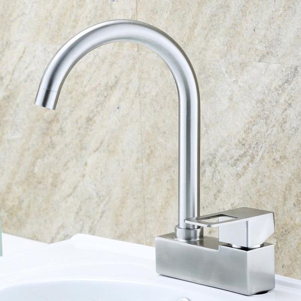 Grifos de lavabo de baño, 1 unidad, banco de grifo de lavabo, dos grifos de lavabo de agua fría y antigua de doble orificio cepillado de acero inoxidable 304