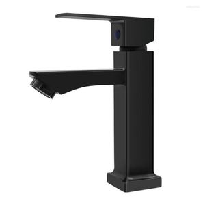 Robinets d'évier de salle de bains 1pcs robinet de lavabo de comptoir durable en alliage de zinc froid anticorrosion antirouille remplacement noir