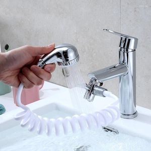 Grifos del fregadero de baño 1Set 304 acero inoxidable cromo cromado grifo mezclador grifo del grifo del rociador del rociador instalación de la cubierta con la ducha