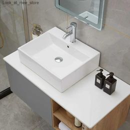 Robinets de lavabo de salle de bain 20 pouces comptoir rectangulaire carreaux de céramique blanche conteneur de salle de bains coiffeuse évier art évier bas armoire baignoire Q240301