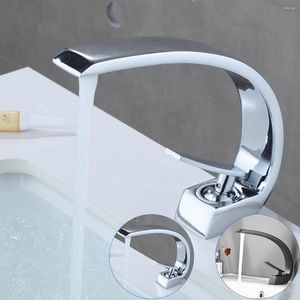 Robinets d'évier de salle de bain 2023 Valve en céramique mitigeur d'eau froide et robinet mitigeur monté sur le pont bassin de vanité à poignée unique