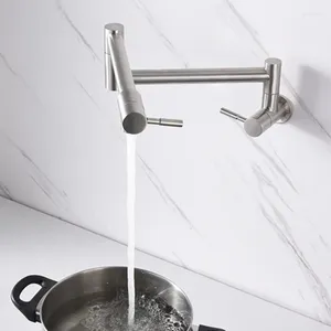 Robinets d'évier de salle de bain 20 mm 304 en acier inoxydable simple type de mur de refroidissement robinet de cuisine brossé rotation à 360 ° pliable double interrupteur blanchisserie