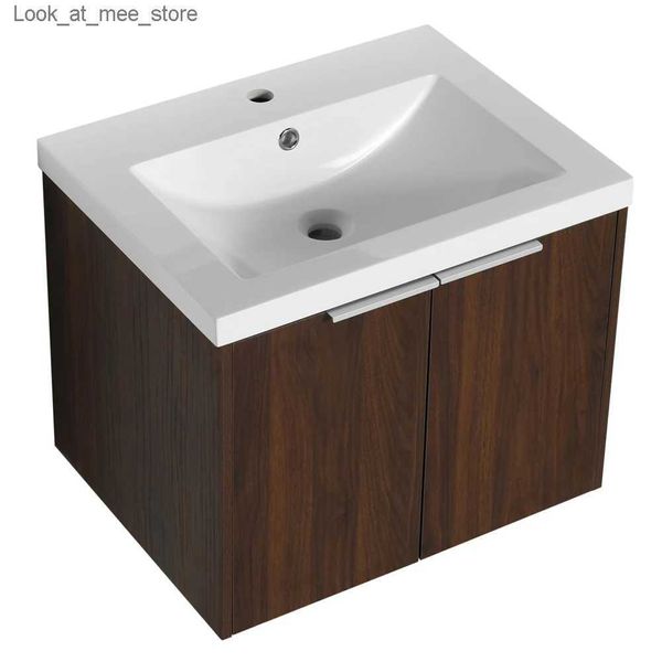 Robinets de lavabo de salle de bain Vanité de salle de bain de 24 pouces avec évier armoire de rangement de vanité flottante murale moderne avec salle de bain à double porte Q240301