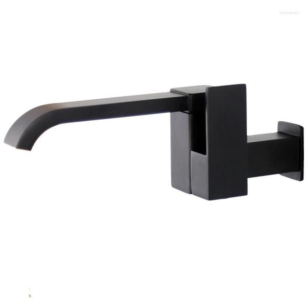 Robinets De Lavabo De Salle De Bains 2X Robinet De Bassin Fixé Au Mur Baignoire À Eau Froide Cascade Bec Vaisseau Vadrouille Robinet De Piscine - Noir