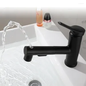 Badkamer wastafel kranen 304 roestvrijstalen zwart tekenbassin geborsteld en koud gemengd water multifunctionele wasbasin bovenste spray