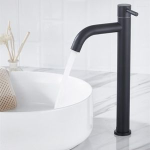 Robinets de lavabo de salle de bain 304 acier inoxydable noir argent simple lavabo robinet de lavabo