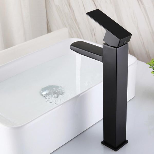 Robinets de lavabo de salle de bain 304 robinet de bassin en acier inoxydable carré mitigeur d'eau froide robinets de lavabo de cuisine