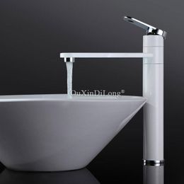 Grifos de lavabo de baño, grifo mezclador de lavabo de tipo giratorio de 360 grados, acabado cromado blanco y plateado, una sola mano JF1689