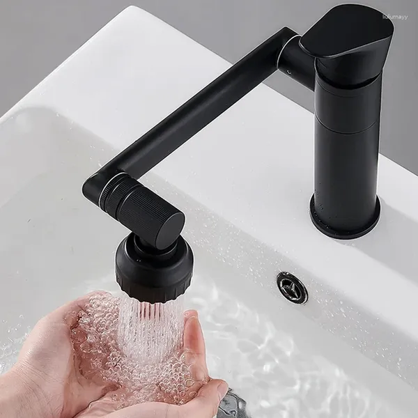 Grifos de lavabo de baño Grifo mezclador giratorio de 360 grados Grifo de lavabo negro mate con 2 modos de pulverización Hogar y frío