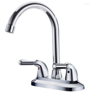 Badkamer wastafel kranen 360 graden draaibare keukenbassin kraan chroom afgewerkte torneira dubbele handgreep koude mixer water tap dekbevestiging